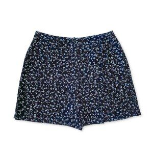 Vintage Floral Navy Blue Skort Shorts High Waisted Cottagecore Fairy Whimsigoth